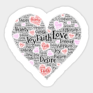 Black Word Cloud Heart With Hearts Original Art Sticker